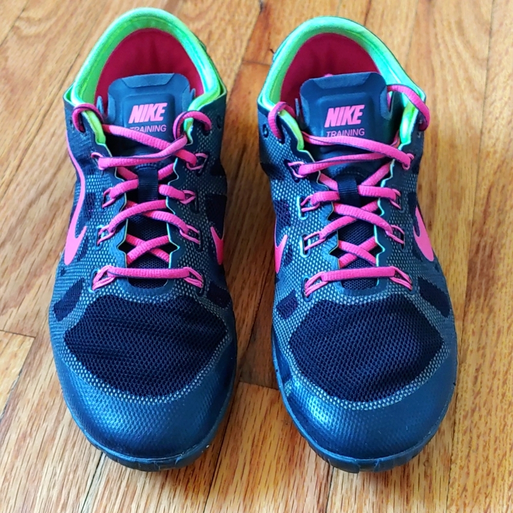 NIKE training shoes, size 9.5 black, pink, green - Picture 1 of 14